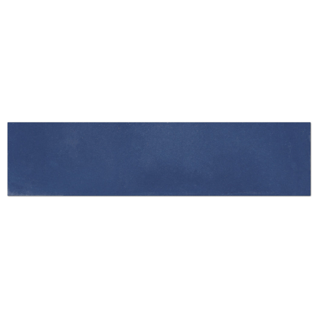 A 2X8 Solid Admiral cement tile by New York Cement Tile, dark blue and textured, on a white background.