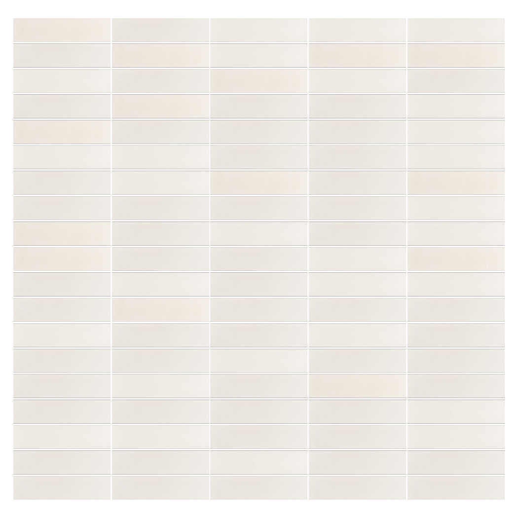 A grid of 2x8 Solid Beach Beige tiles by New York Cement Tile arranged in neat rows on a white background.