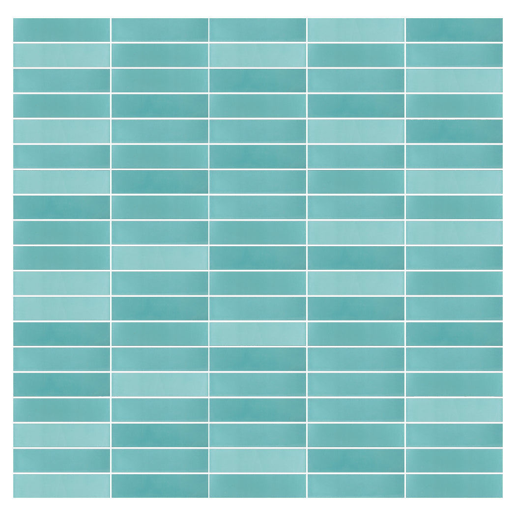 The 2X8-Solid Coastal Sky sample by New York Cement Tile is ideal for backsplashes or accent walls with white grout.