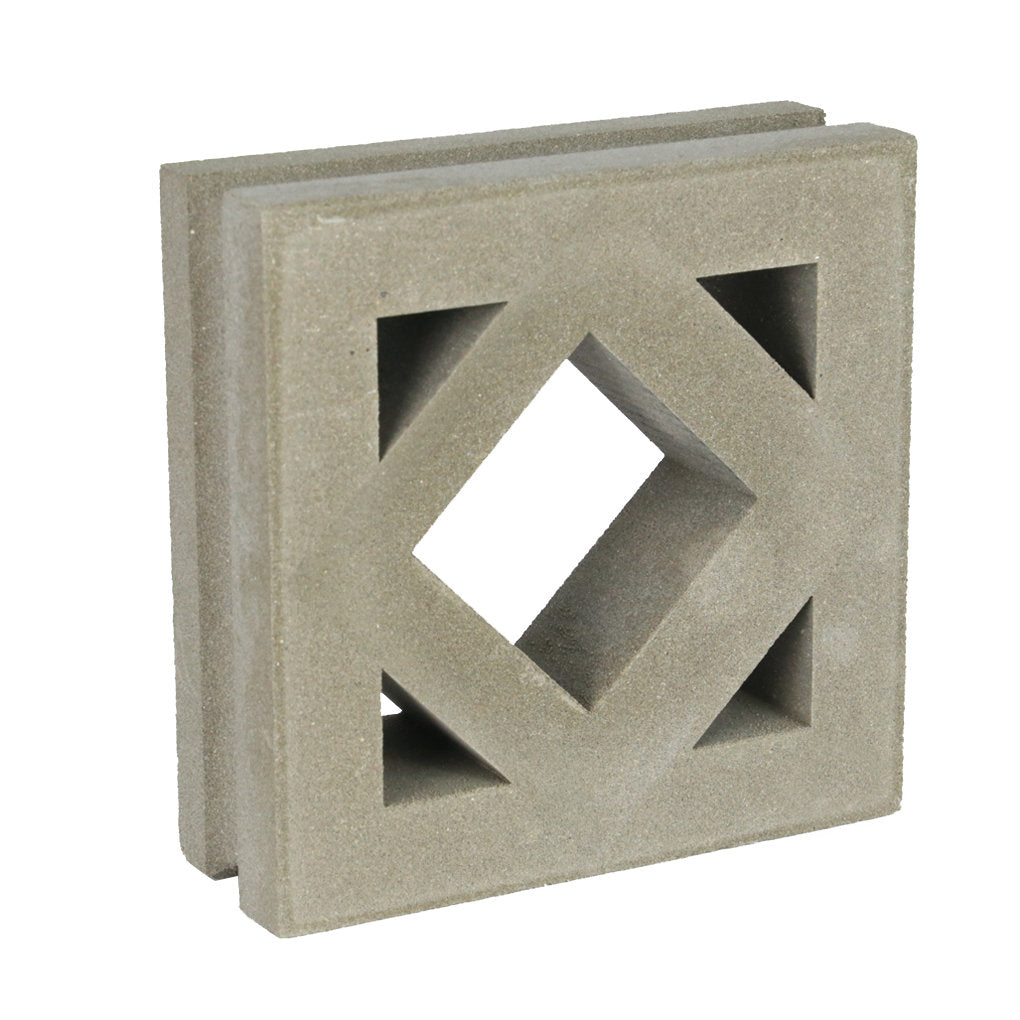 Antil Sample by New York Cement Tile: square concrete block with diamond cutout, perfect for decorative privacy screens.