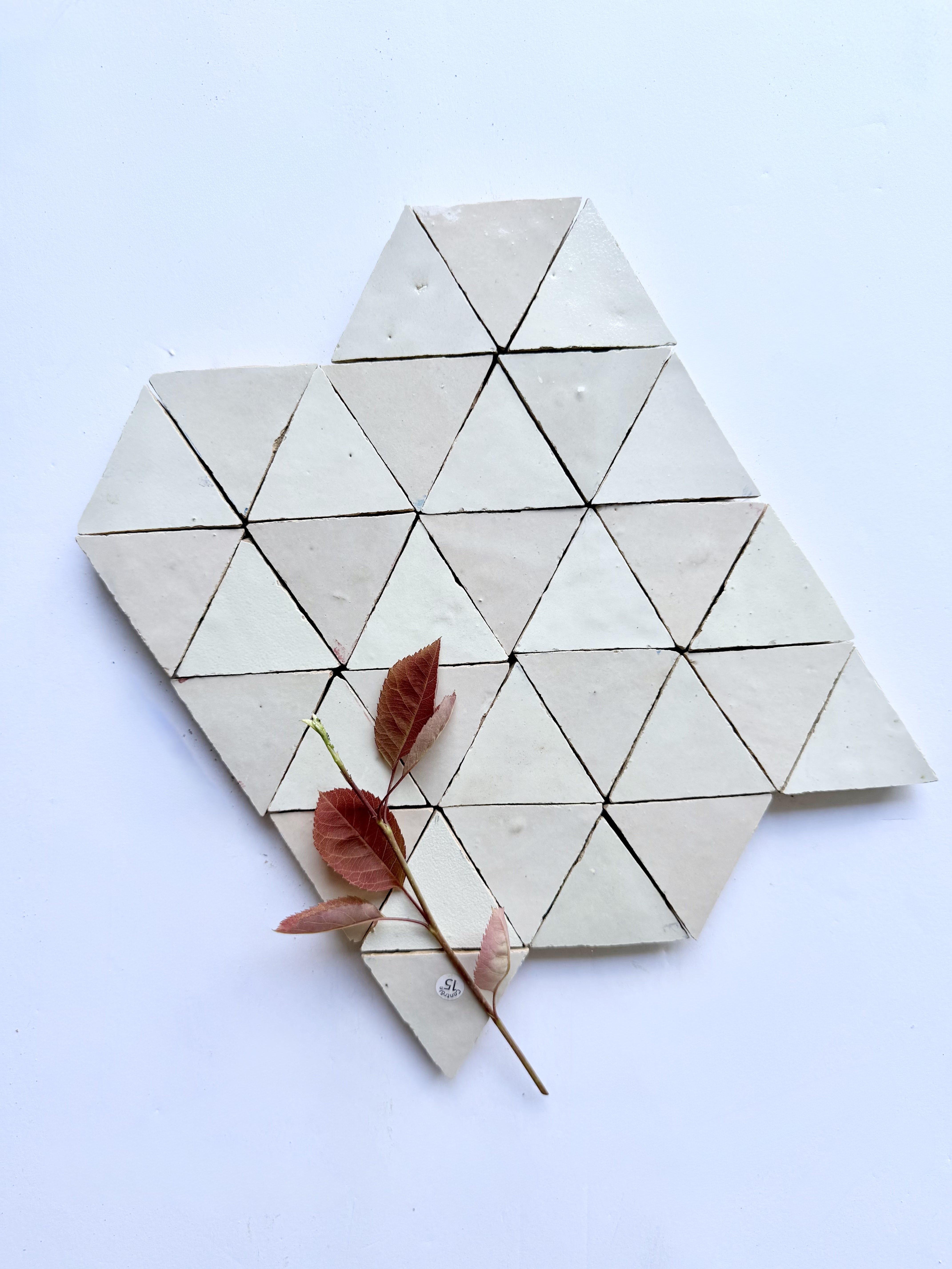 GLAZED ZELLIGE MOSAIC MAT TRIANGLES - Pearl Grey
