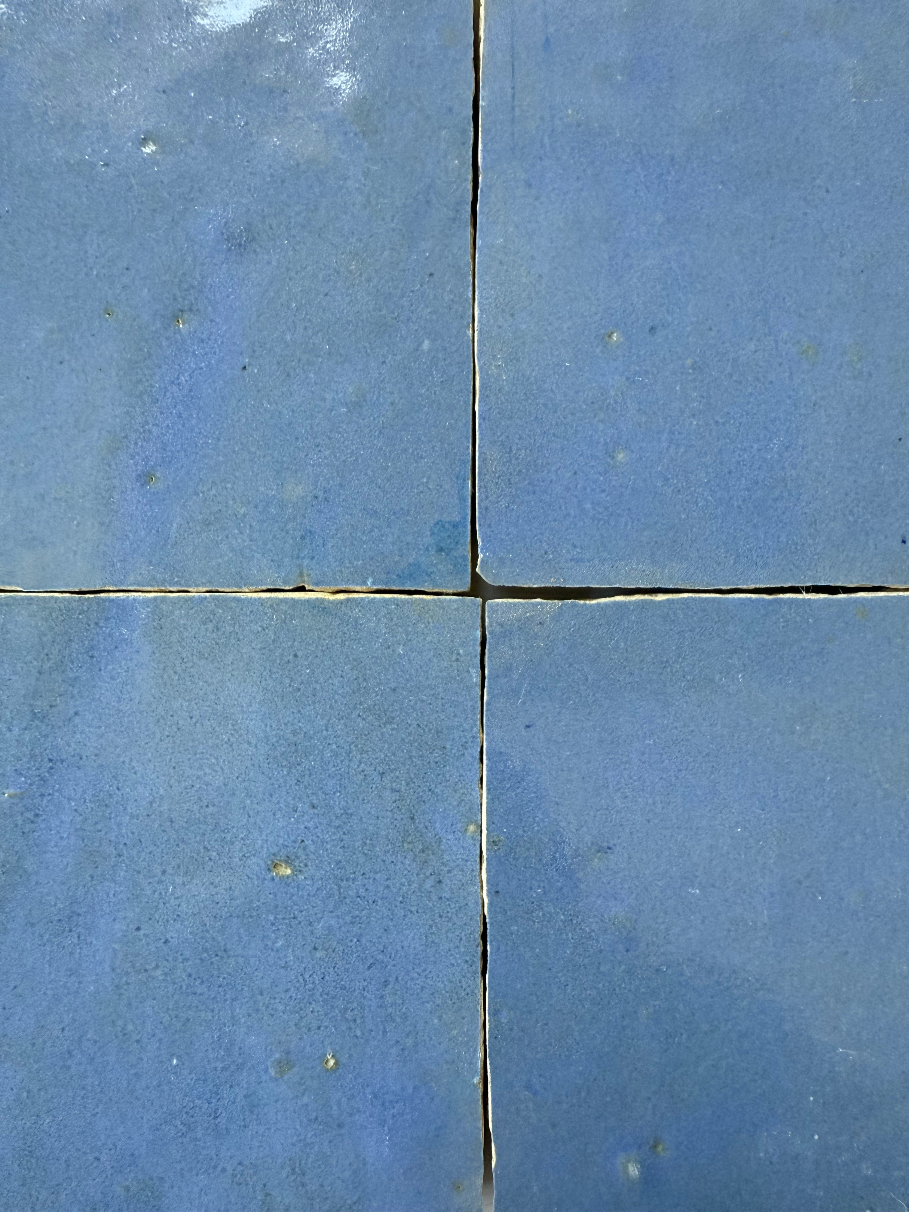 Four Grape tiles by New York Cement Tile meet at the center, separated by narrow grout lines.