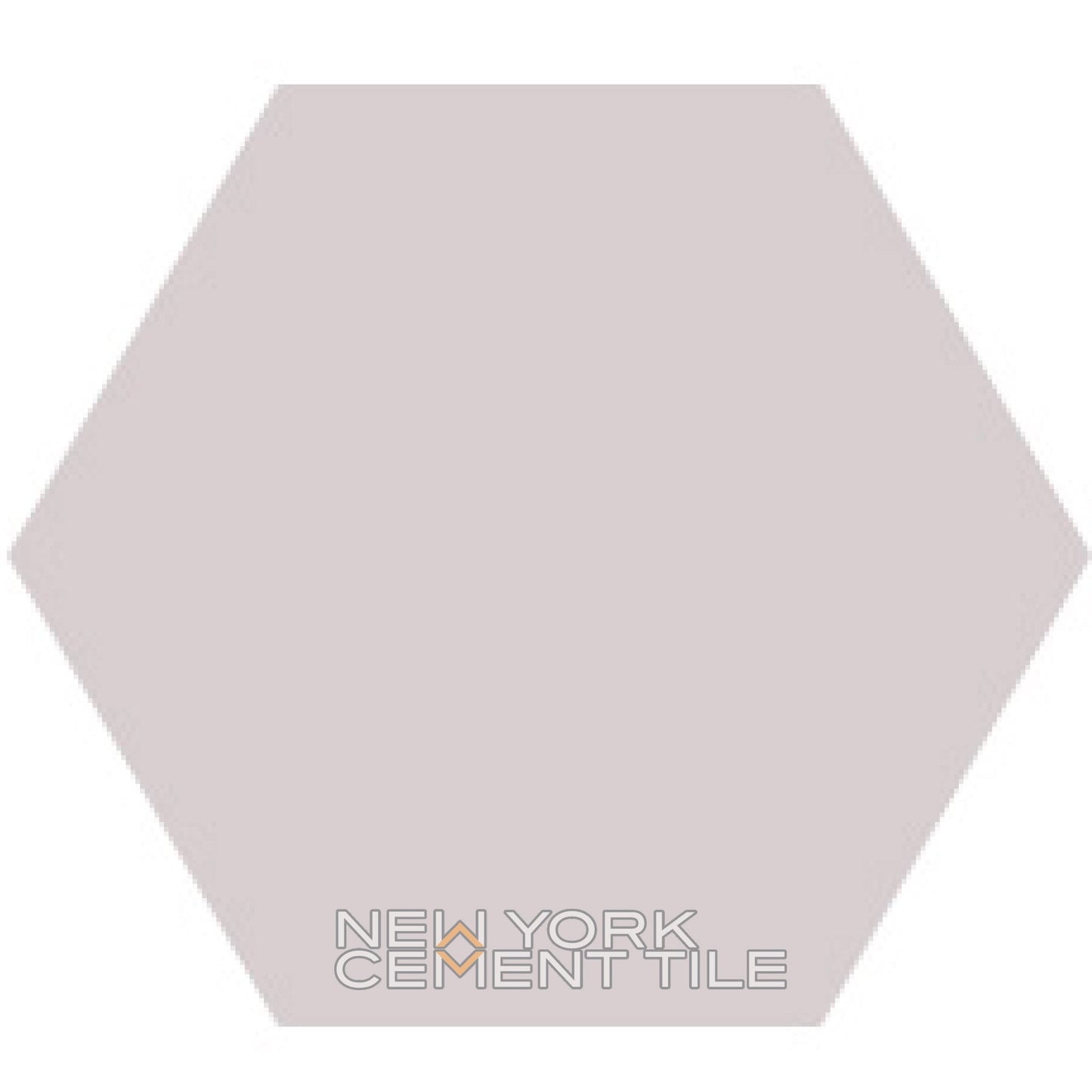 Solid light gray hexagon tile, Solid Hex- NH23-1104 Sample, by New York Cement Tile at the bottom center.
