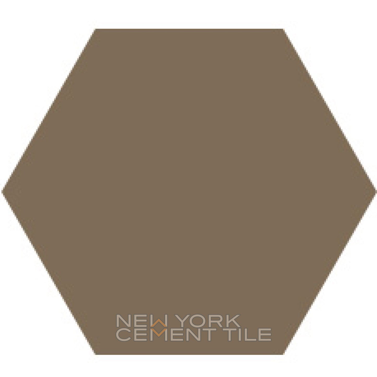 Solid Hex -NH23-6604, Sample by New York Cement Tile: solid brown hex tile on a white background.