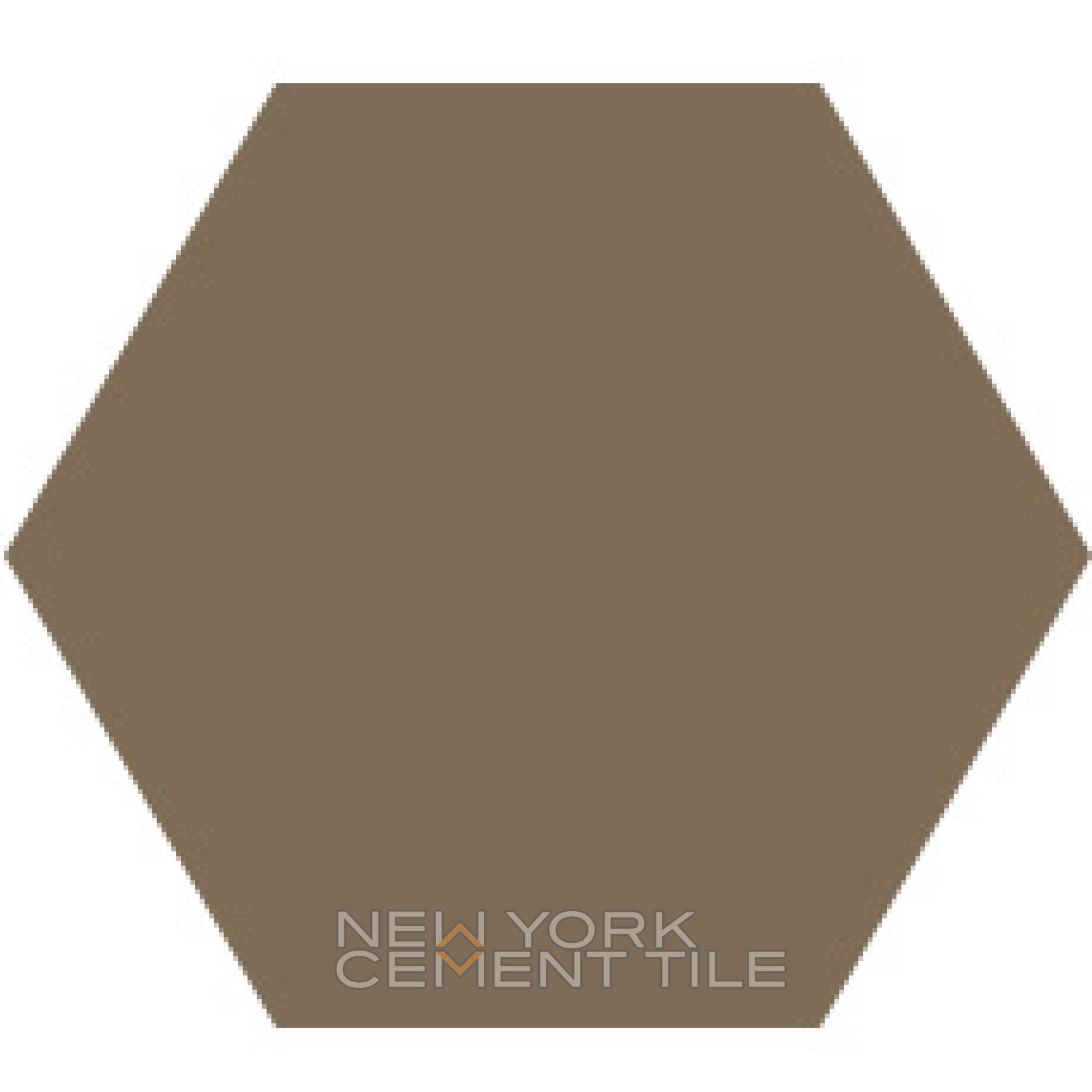 Solid Hex -NH23-6604, Sample by New York Cement Tile: solid brown hex tile on a white background.