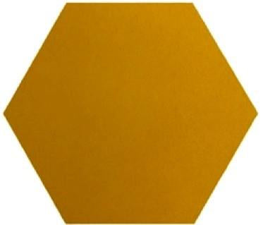 A Solid Hex- NH23-7710 sample by New York Cement Tile: a solid yellow hexagon on a white background.