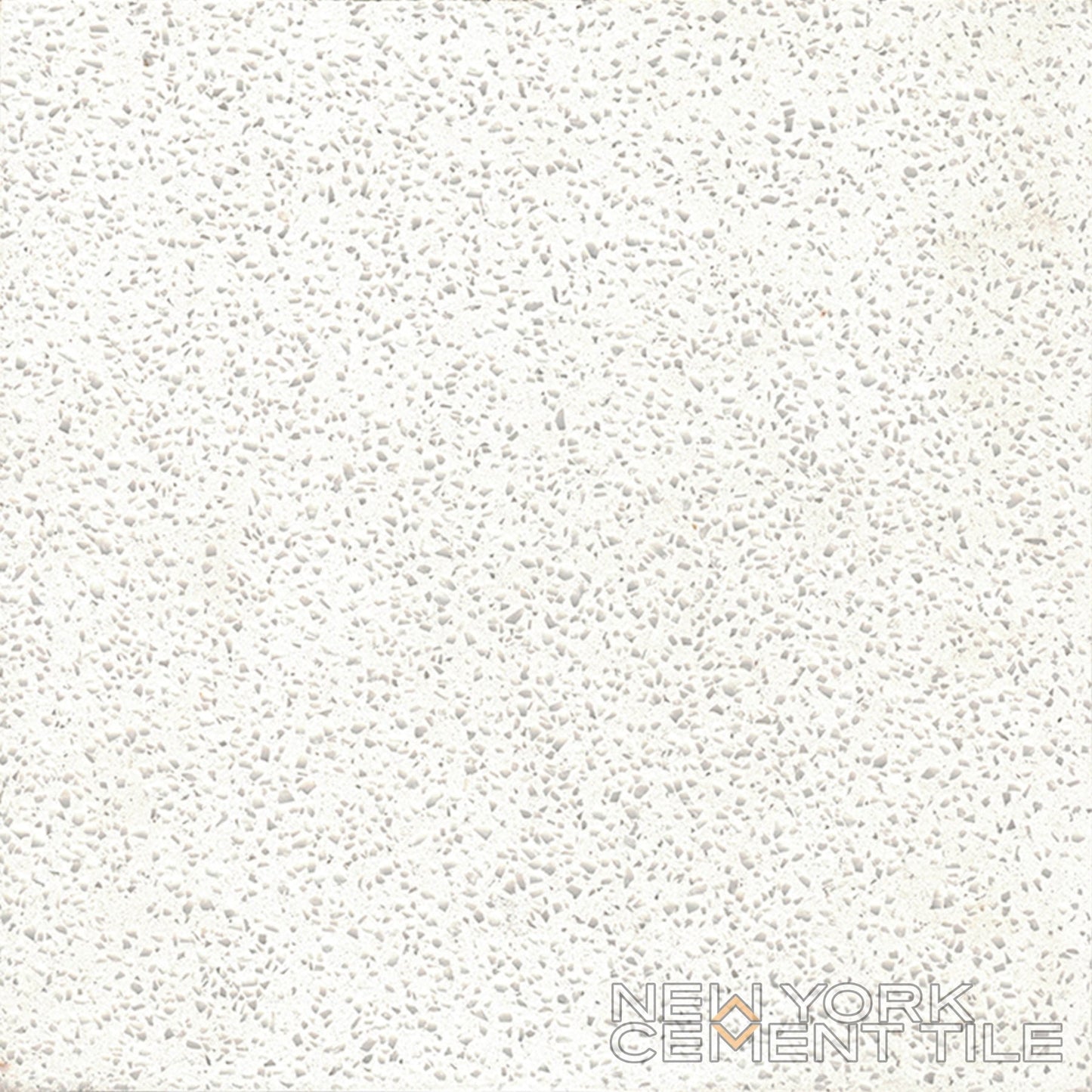 Terrazzo 8x8-Solid White, Extra Sample: durable tile by New York Cement Tile with small light gray stone pieces.