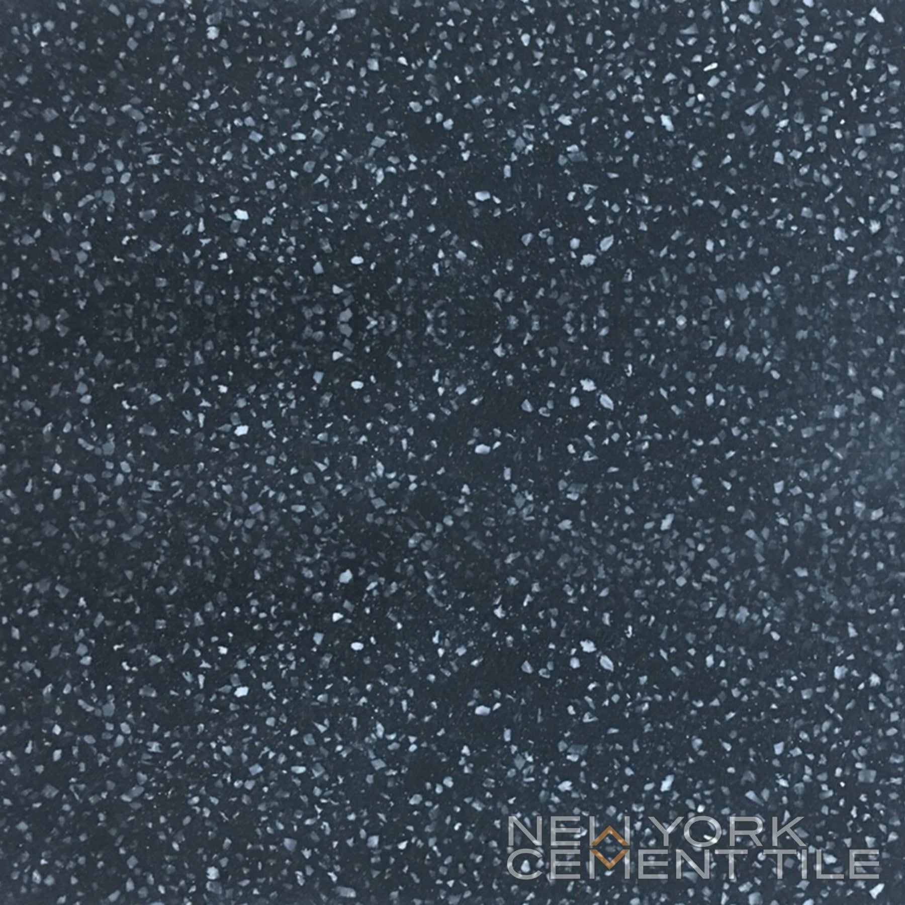 Terrazzo 8X8 - Solid Black sample by New York Cement Tile: stylish, durable flooring with white and gray speckles.