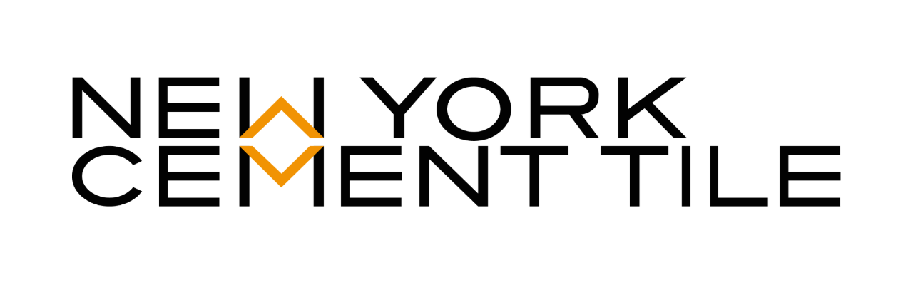 New York Cement Tile logo with stylized orange W and M in the words New and Cement.