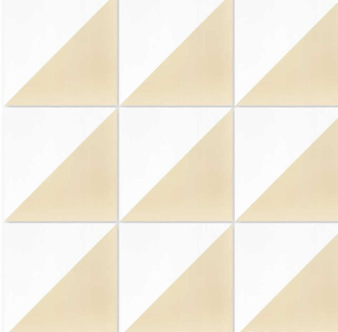 Nine N20-139 Cream & White tiles by New York Cement Tile form a grid with a repeating beige and white triangle pattern.