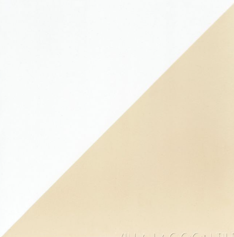 The N20-139 Cream & White tile by New York Cement Tile features a diagonal, white and beige geometric triangle design.