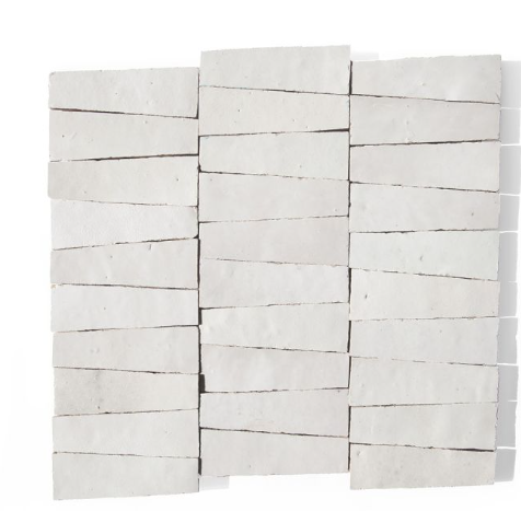 GLAZED ZELLIGE MOSAIC MAT DIAMONDHEAD IN FROST tiles by New York Cement Tile stacked on a white background.