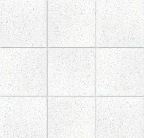 Terrazzo 8x8- Solid White by New York Cement Tile: durable white tiles with visible grout lines for a mosaic grid look.