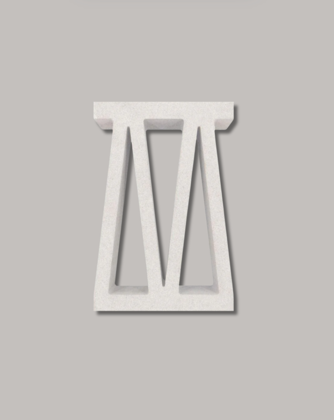 Bara by New York Cement Tile: a white, geometric 3D shape like mid-century breeze blocks on light gray.