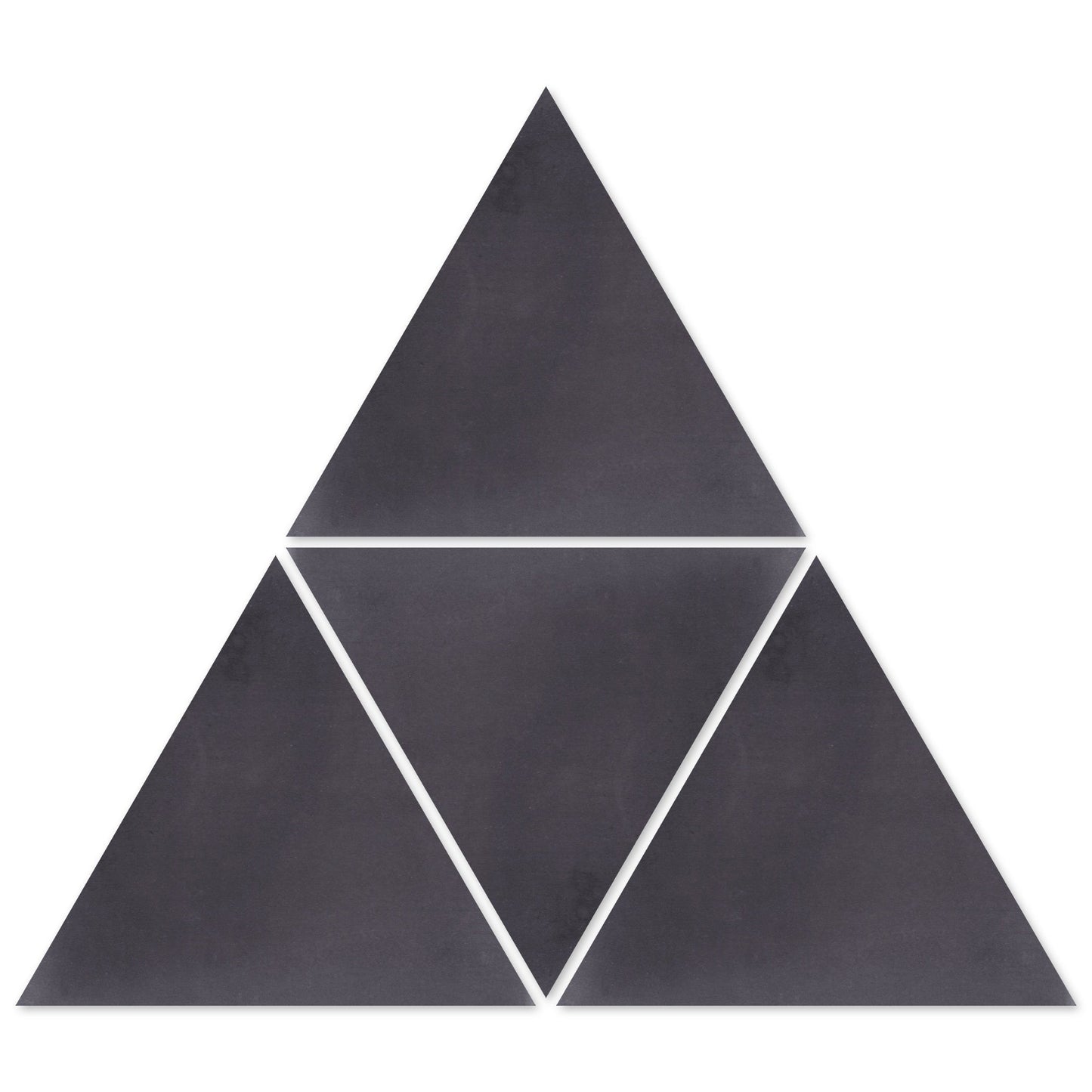 The 2203-Solid Triangle sample by New York Cement Tile features four black triangles forming a modern geometric pattern.