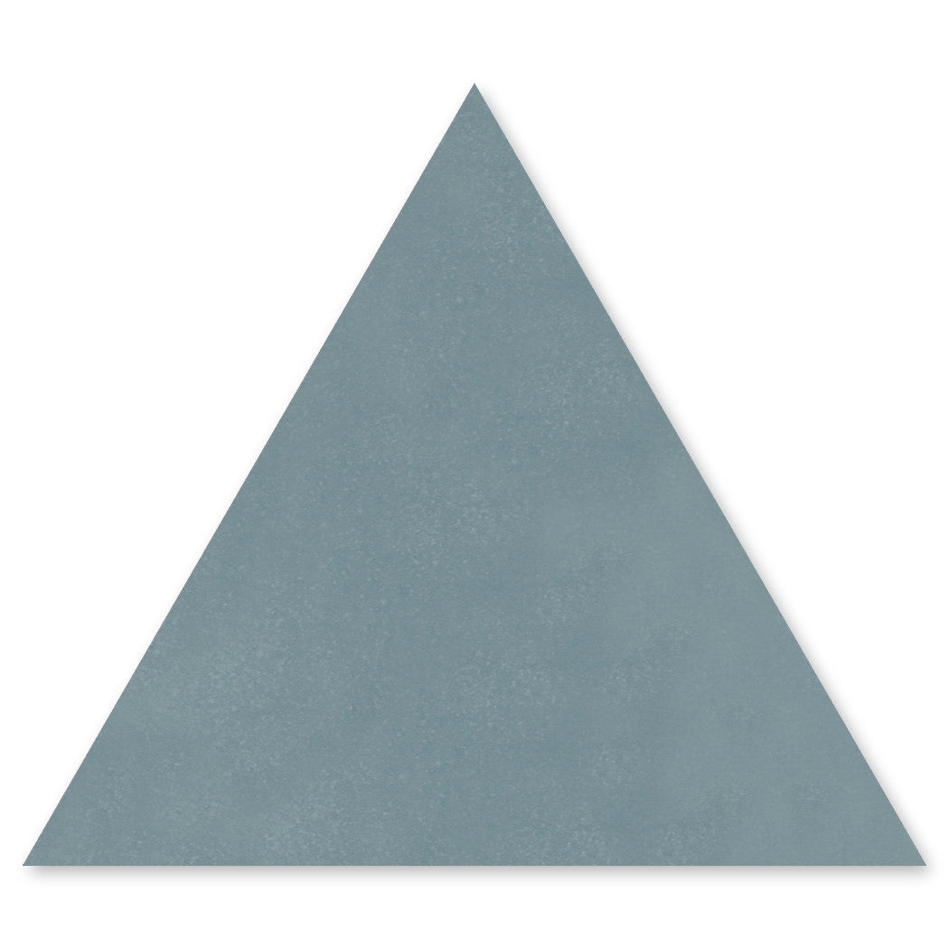 The 4401-Solid Triangle Extra Sample by New York Cement Tile features a bold blue-gray equilateral triangle on white.