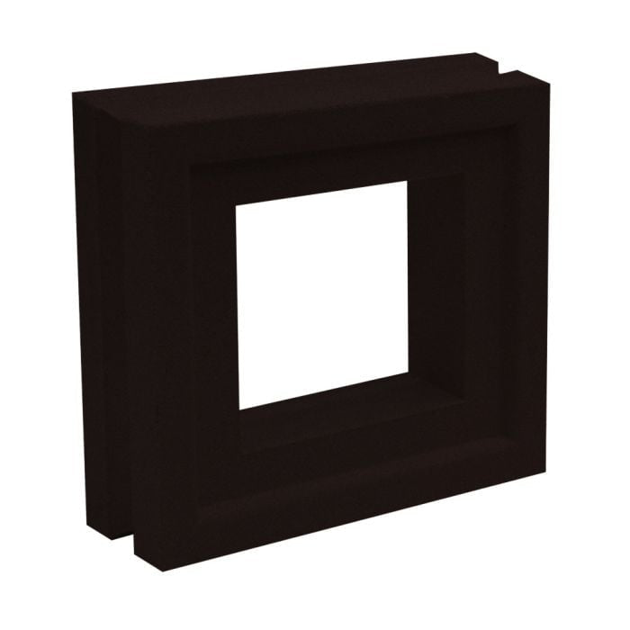 Large Arbie Sample by New York Cement Tile: black, square breeze block with thick edges, angled on white background.