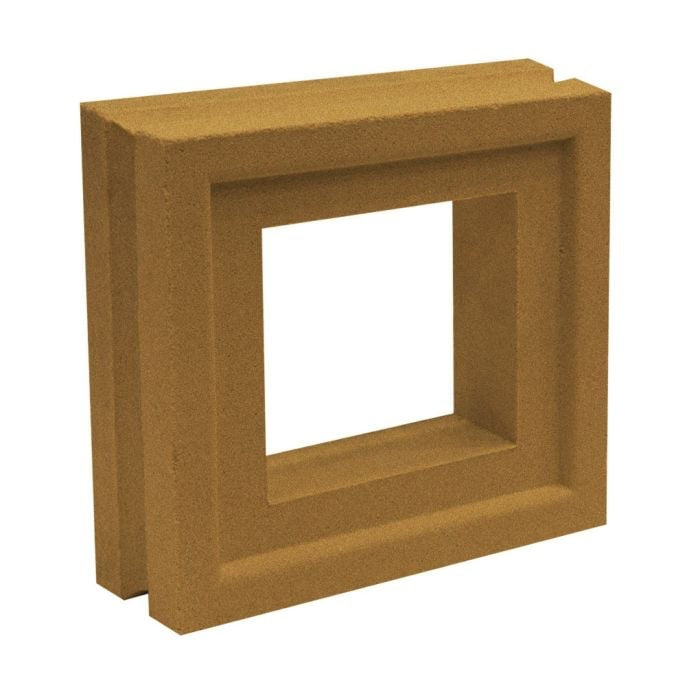 Large Arbie Sample by New York Cement Tile: a square, brown, textured frame with an open center and tiered edges.