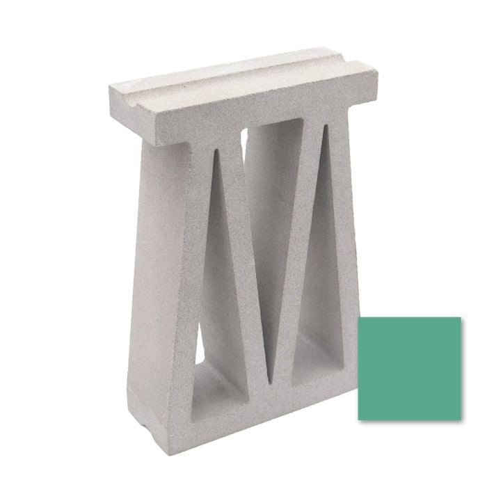 The Bara sample by New York Cement Tile is a white breeze block with geometric cutouts in a mid-century modern style.