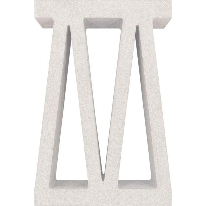 Bara Sample by New York Cement Tile: white breeze block with three triangular openings, ideal for geometric designs.