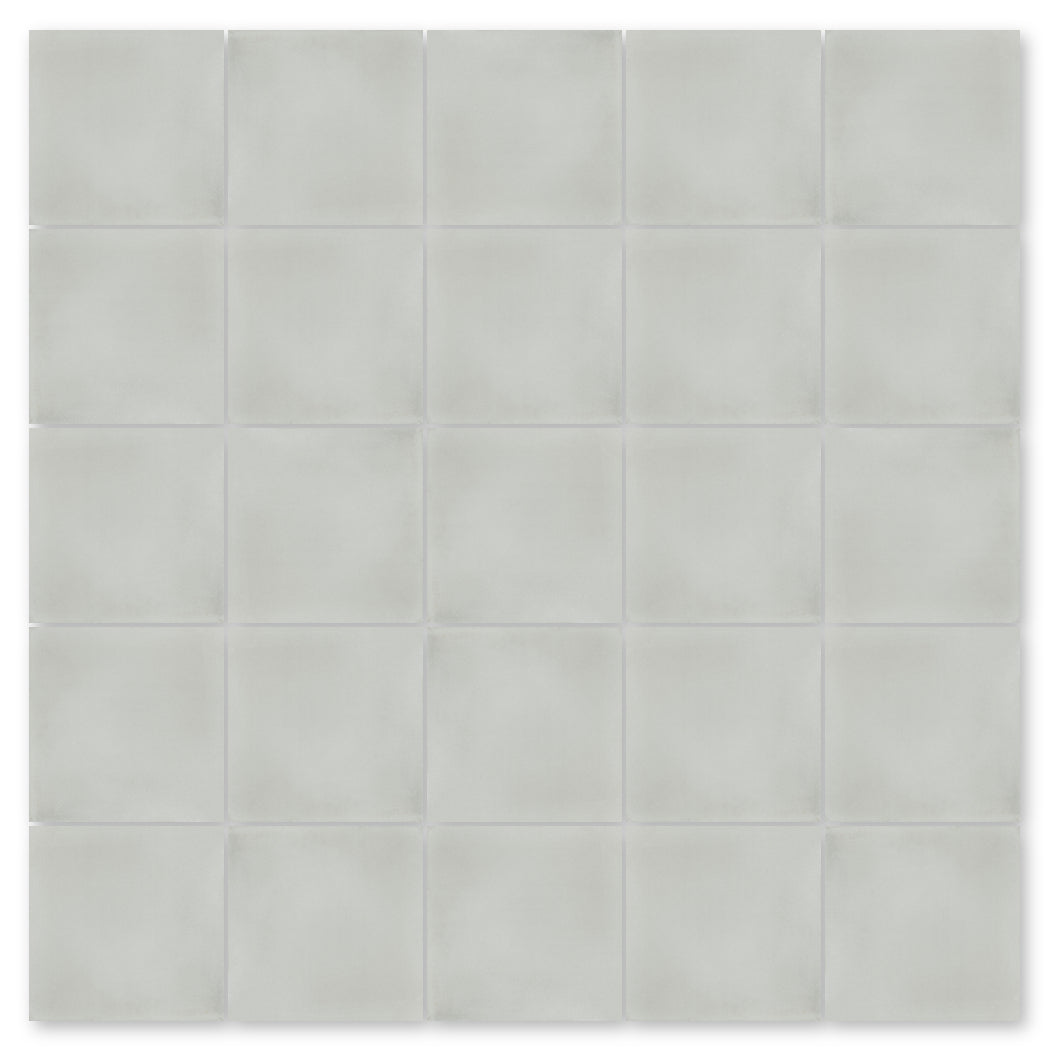 A 5x5 grid of 25 light gray "2219-Solid, Sample" tiles by New York Cement Tile.