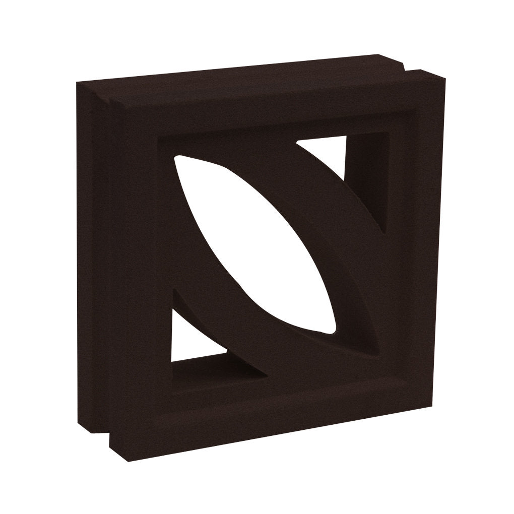 The Coz by New York Cement Tile is a black, square breeze block with a geometric cut-out and thick border.