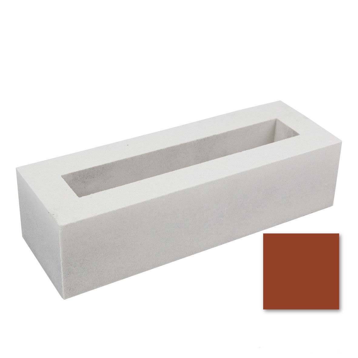 Elb Sample by New York Cement Tile: rectangular white planter box, mid-century modern style, reddish-brown swatch shown.