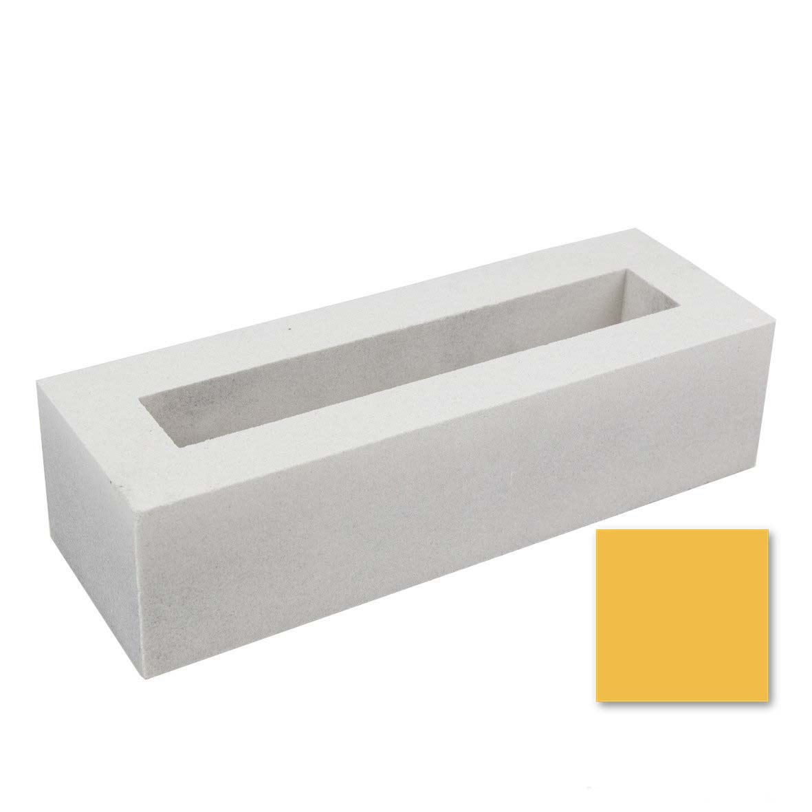 Elb Sample by New York Cement Tile: rectangular white hollow block with a yellow corner, perfect for mid-century decor.