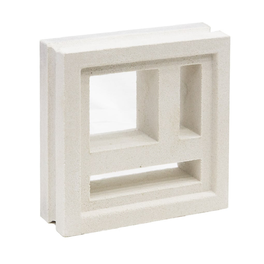 The Katai by New York Cement Tile is a white breeze block with geometric cut-outs for stylish partitions or privacy screens.