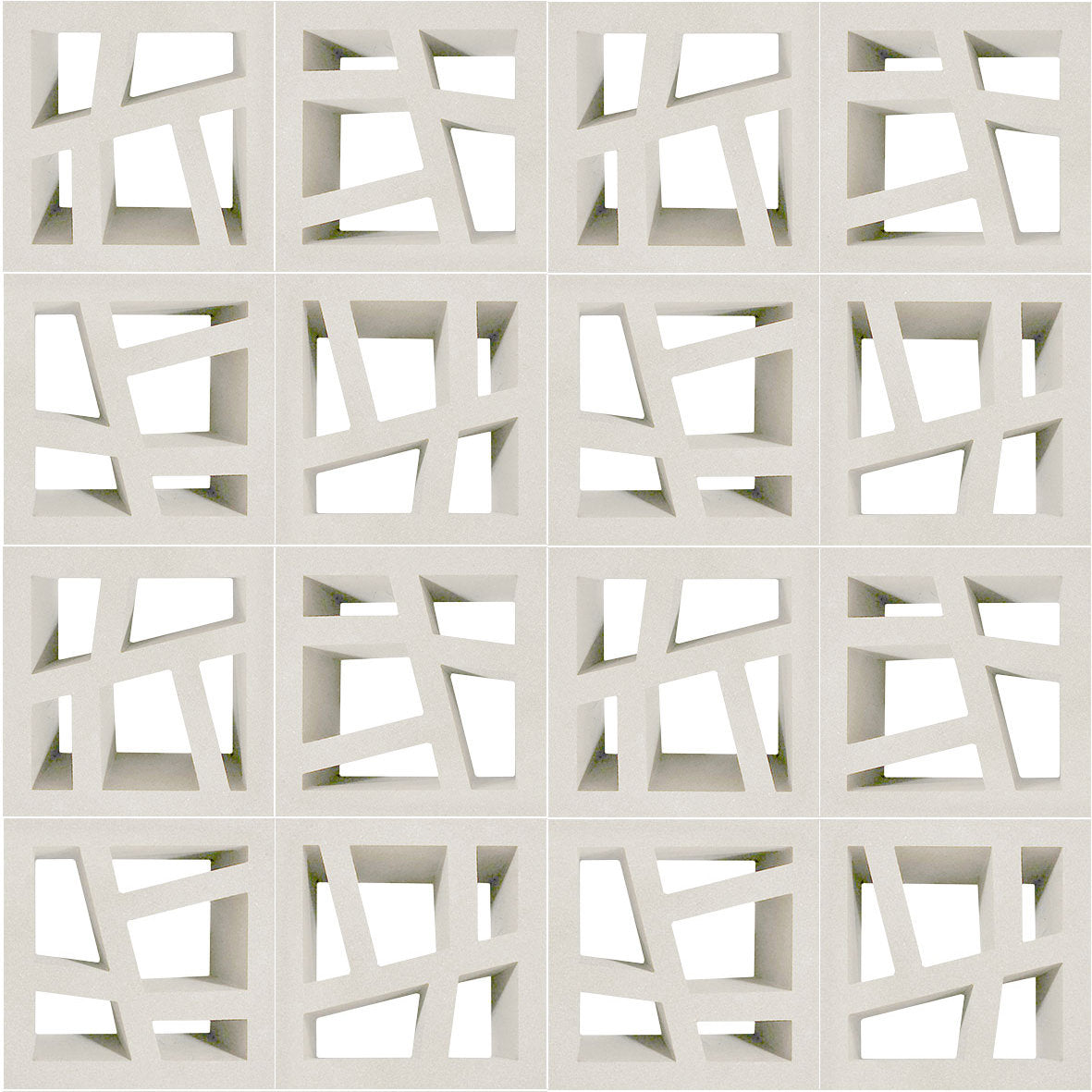 The Kyush Sample by New York Cement Tile features square blocks with slants for a stylish, mid-century modern partition.