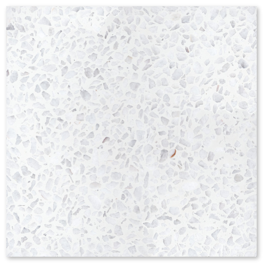 The Terrazzo 12X12-NT30-Dew Drop by New York Cement Tile offers durable, mosaic-look flooring with gray and beige stone chips.