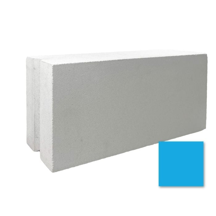The Large Half Windy Ninety by New York Cement Tile is a white rectangular block with a blue square in the bottom right.