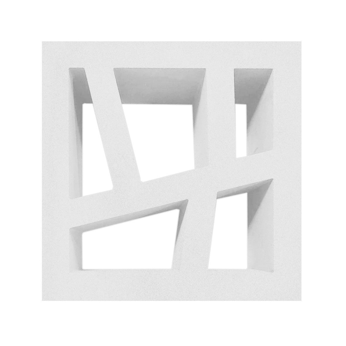 Kyush Sample by New York Cement Tile: white square block with three diagonal slats for mid-century modern partitions.