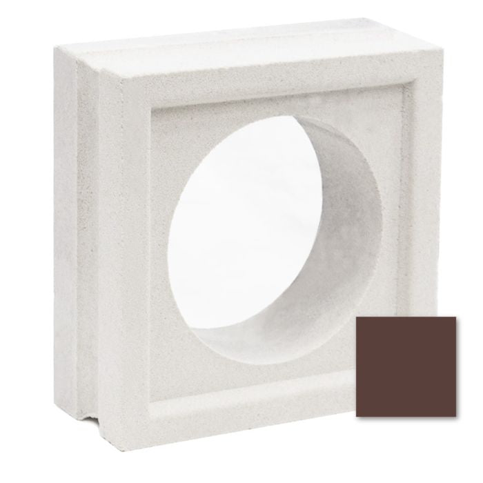 The Large Maldy sample by New York Cement Tile: a square white block with a large circle hole, shown with a brown swatch.