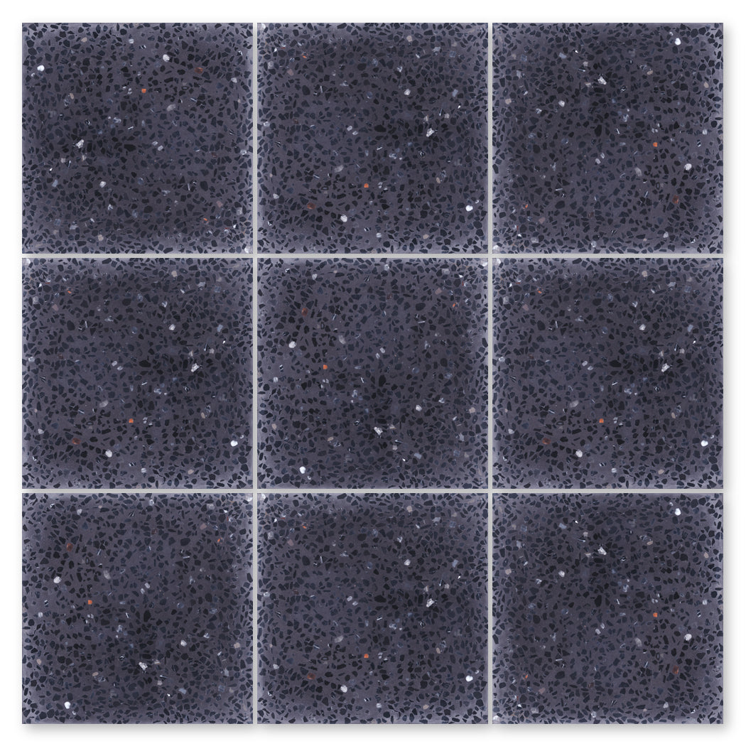 Nine Terrazzo 12X12 -NT30-Tribec tiles by New York Cement Tile, dark speckled like a starry night sky.