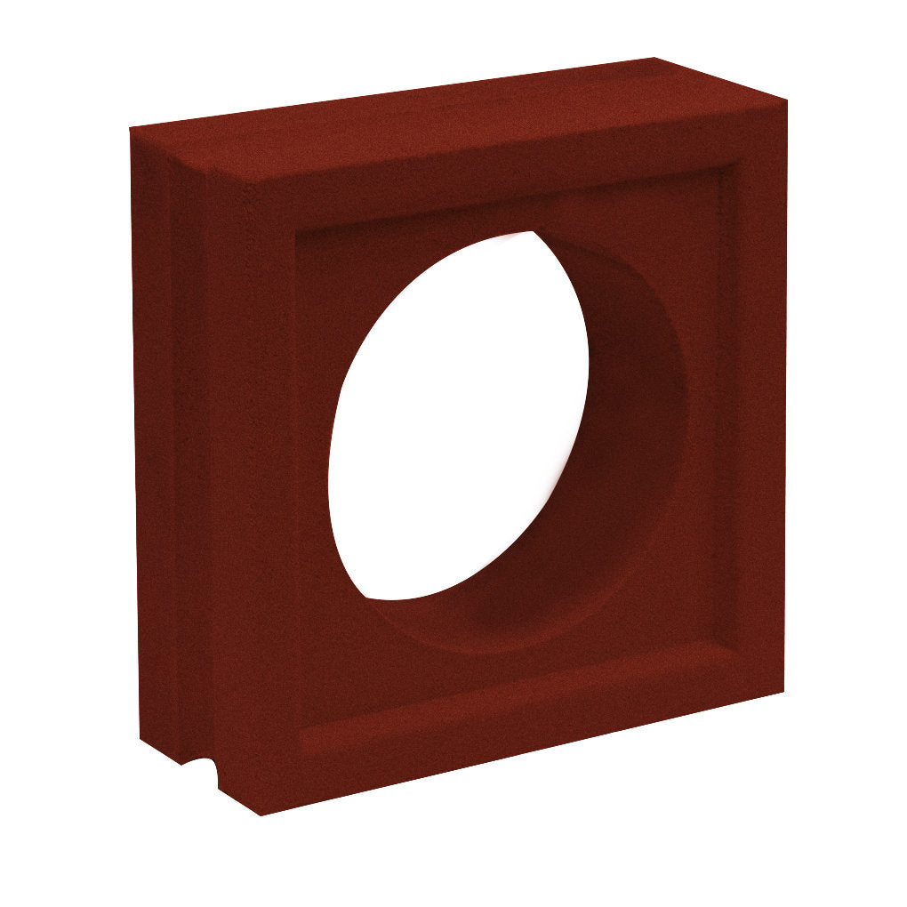 Maldi by New York Cement Tile: red square block with large central hole, inspired by mid-century modern design.