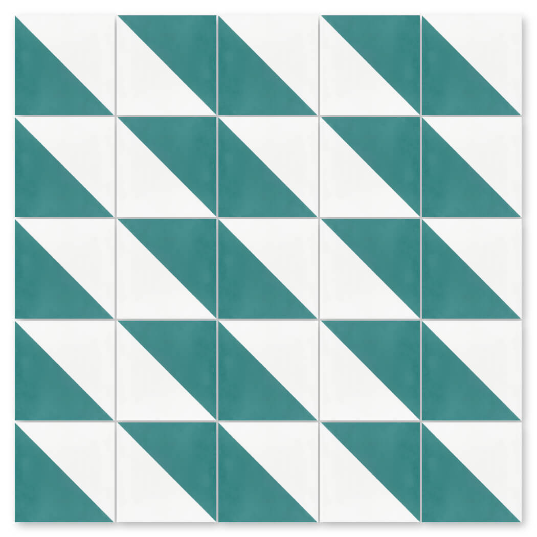 N20-139 Icy Lagoon & White by New York Cement Tile: Handcrafted tiles form striped, artisanal flooring with lasting charm.