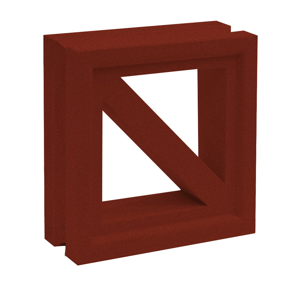 The Kaui by New York Cement Tile is a 3D red square frame with a diagonal bar, inspired by mid-century modern design.