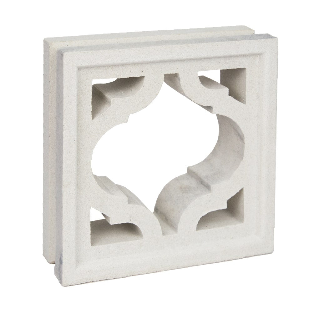 The Myko by New York Cement Tile is a square white breeze block with a geometric cutout for stylish modern partitions.