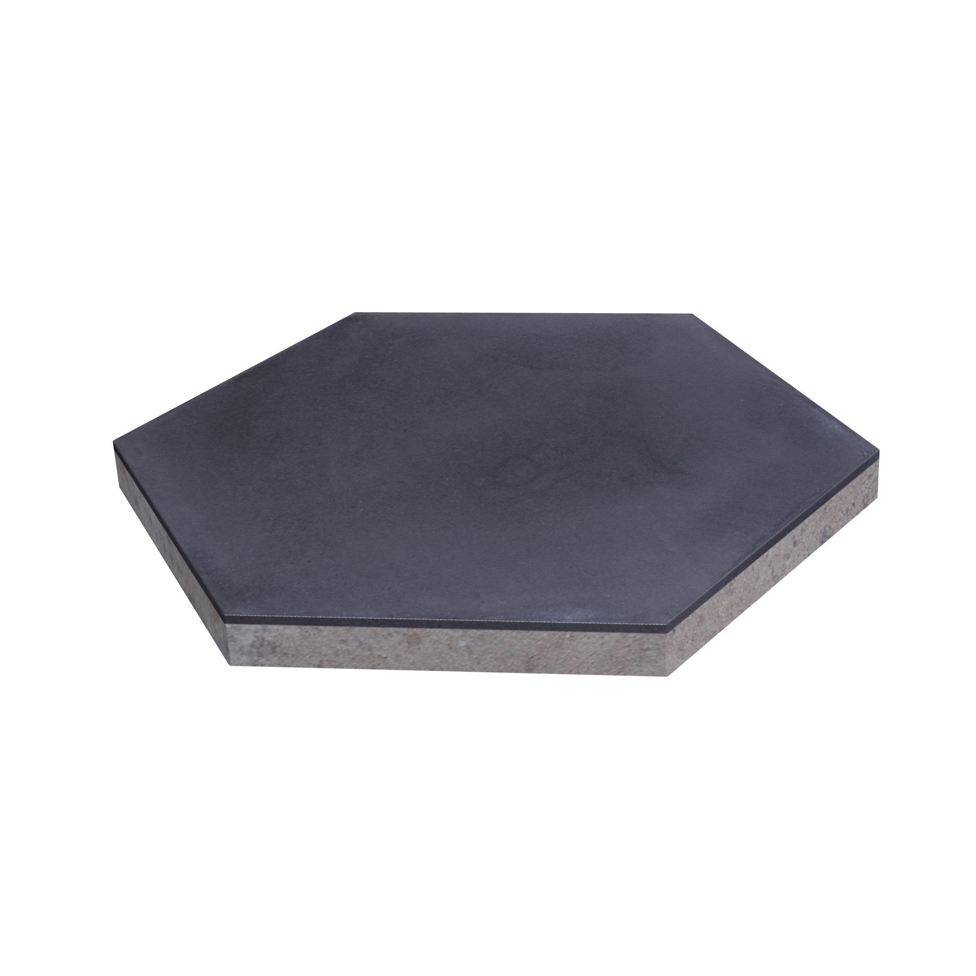 The NH23-2200 Extra Sample by New York Cement Tile is a dark gray, smooth hexagonal tile shown on a white background.