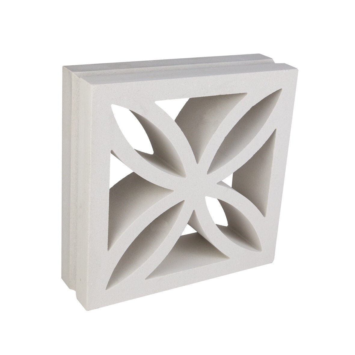 The Large Beeza Sample by New York Cement Tile is a square white block with a decorative floral cutout pattern.