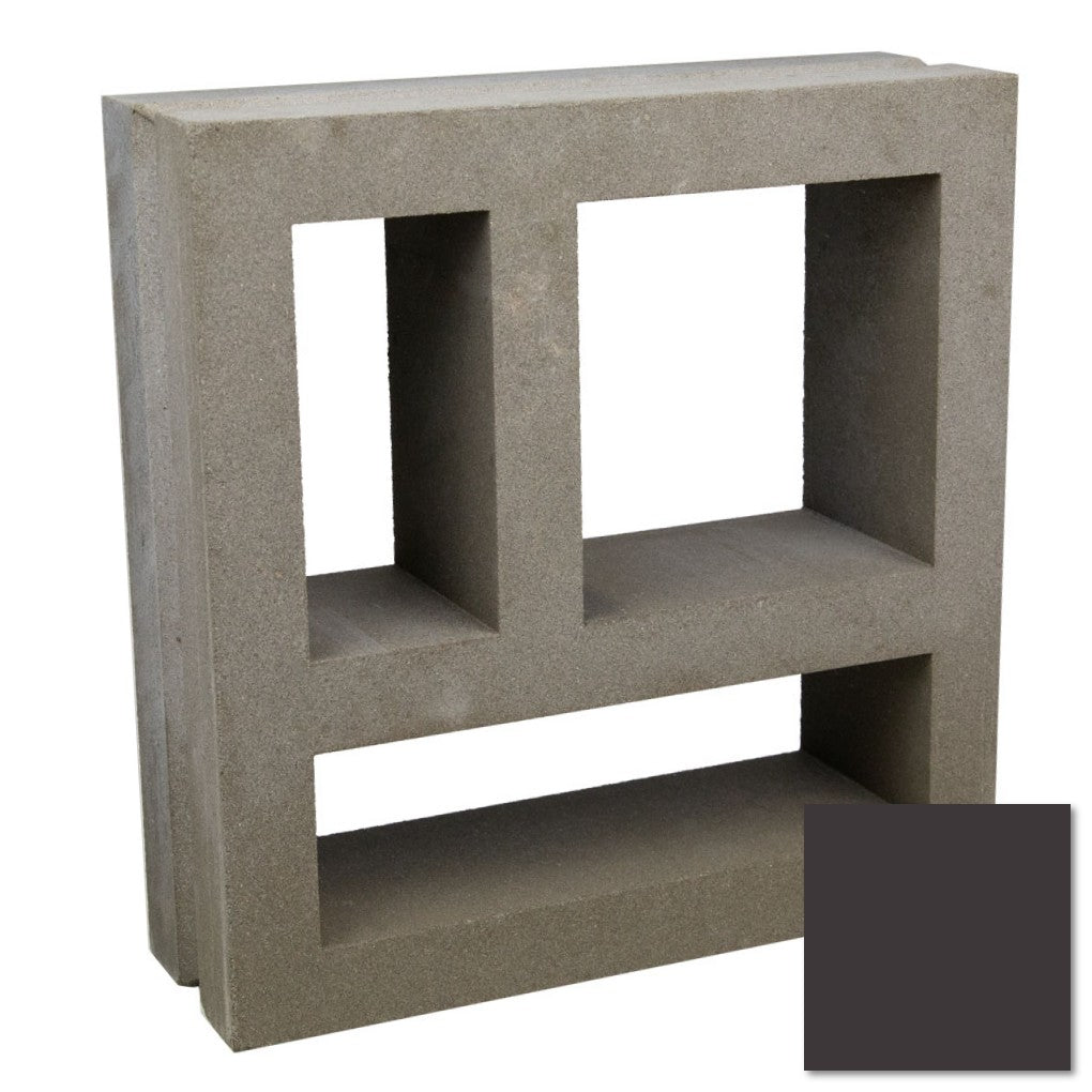 Large Kauai - NBBL-30-012 sample by New York Cement Tile: rectangular block with 3 large openings, dark gray swatch.