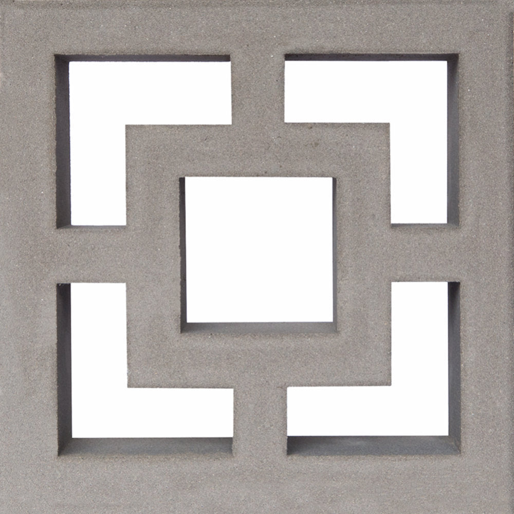 The Large Tong by New York Cement Tile is a gray geometric concrete block, perfect for breeze blocks or chic privacy screens.