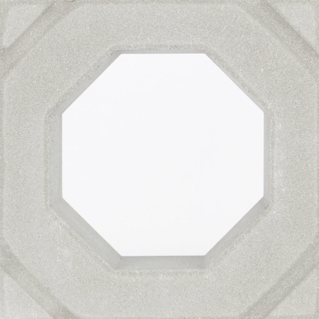 The Sumatra - NBB-025 Extra Sample by New York Cement Tile features a white octagon on a textured light gray background.