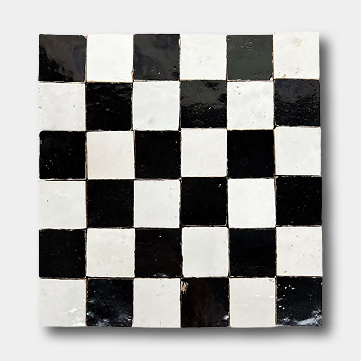 2X2 Checkerboard Zellige in Ivory Cloud and Black