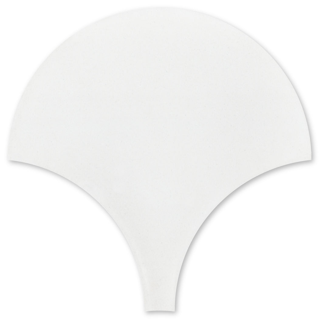 The NF20-1100, Extra Sample by New York Cement Tile: a white, fan-shaped tile with a curved top and narrow stem.