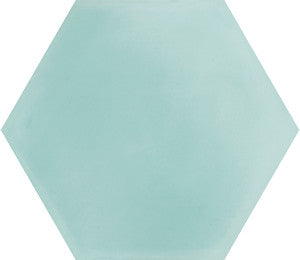 A light blue, solid hexagon from New York Cement Tile (NH23-3309 Sample) on a white background.