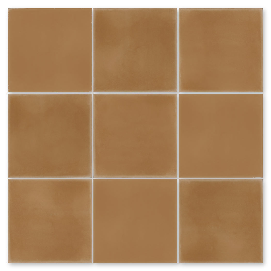 Nine 6608-Solid tiles by New York Cement Tile arranged in a grid, separated by thin white grout lines.