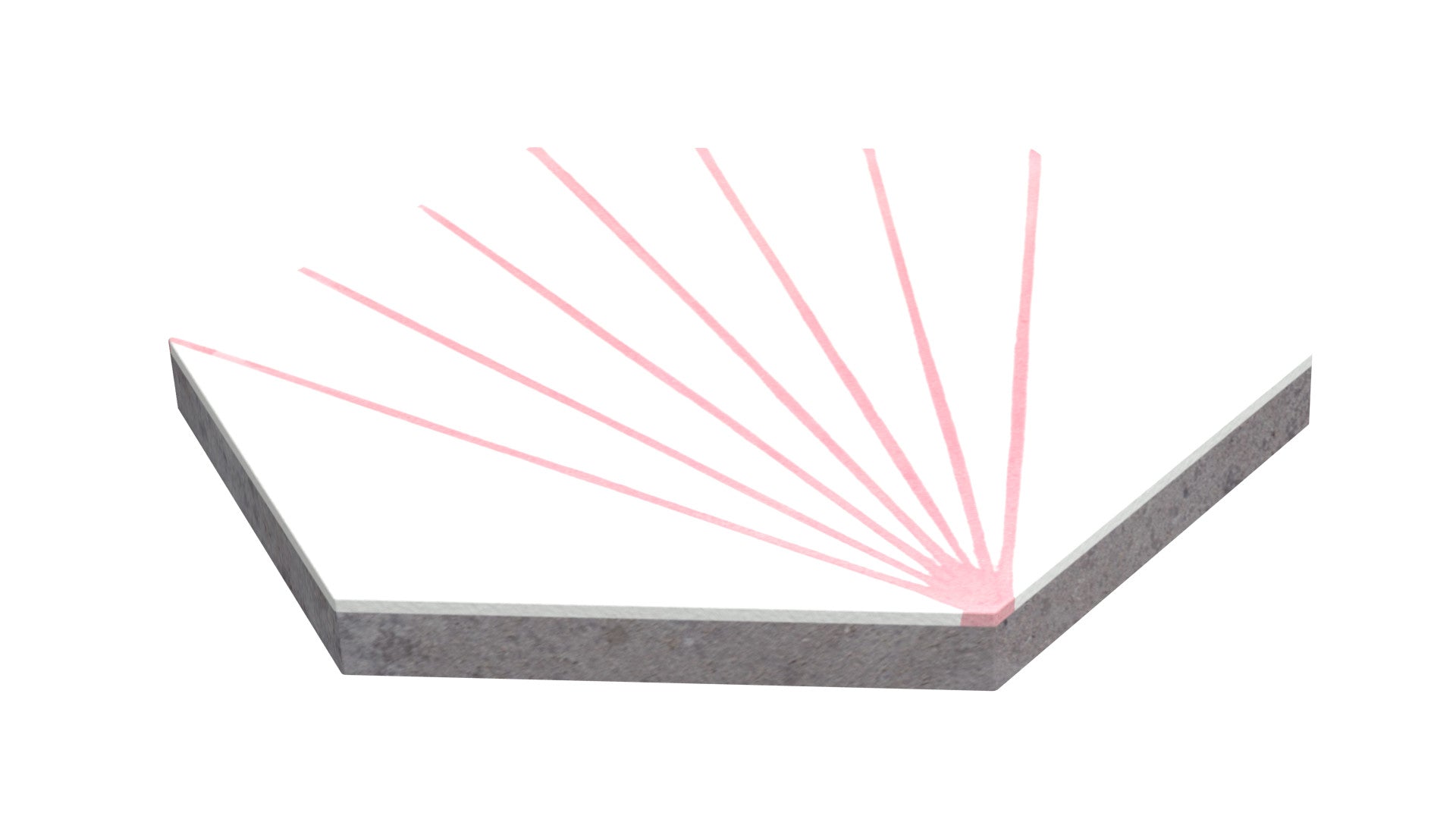 The NH23-036 - 5512, Sample by New York Cement Tile features a V-shaped corner with pink lines radiating outward.
