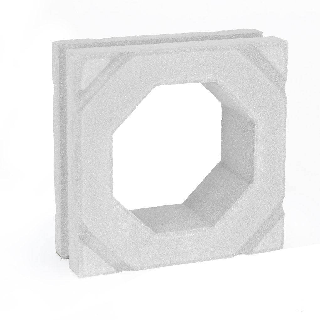 The Sumar Sample by New York Cement Tile is a gray breeze block with a large octagonal center, great for modern partitions.